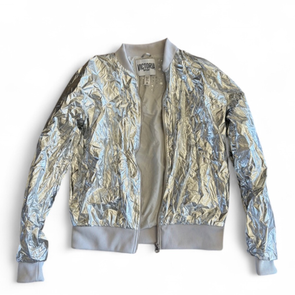 Victoria's Secret Metallic Silver Bomber Jacket
